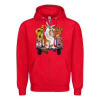 Easter Truck With Bunny Sunflowers And Eggs Zipper Hoodie | Teevron