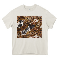 Cream leopard and cowhides Heavy Core Tee - BarkalooDesign