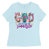 Baby Blue with god all things are possible Ladies Tee - RacoonDesign