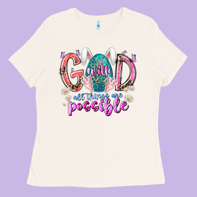 With God All Things Are Possible Ladies Tee Designed By Racoondesign