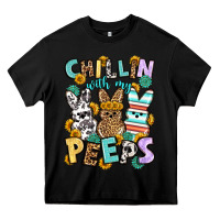 Black Chillin with my peeps Easter Heavy Core Tee - OliviaCreatesArt
