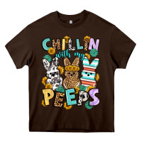Chocolate Brown Chillin with my peeps Easter Heavy Core Tee - OliviaCreatesArt