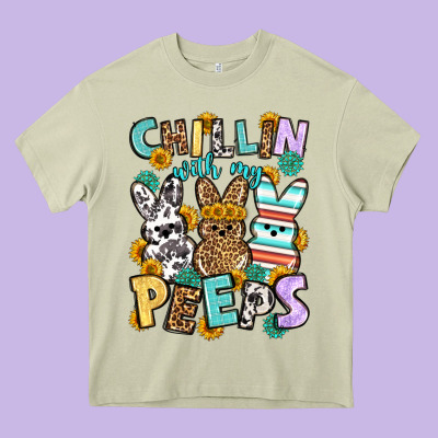 Chillin With My Peeps Easter Heavy Core Tee Designed By Oliviacreatesart