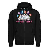 Black Easter Vibes with Bunny and Eggs Zipper Hoodie - RanaPortraitStore