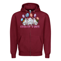 Burgundy Easter Vibes with Bunny and Eggs Zipper Hoodie - RanaPortraitStore