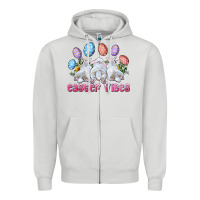 Dove Grey Easter Vibes with Bunny and Eggs Zipper Hoodie - RanaPortraitStore