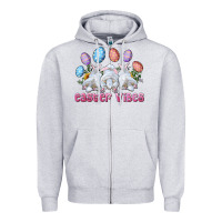 Heather Grey Easter Vibes with Bunny and Eggs Zipper Hoodie - RanaPortraitStore