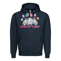Navy Easter Vibes with Bunny and Eggs Zipper Hoodie - RanaPortraitStore