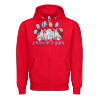 Red Easter Vibes with Bunny and Eggs Zipper Hoodie - RanaPortraitStore