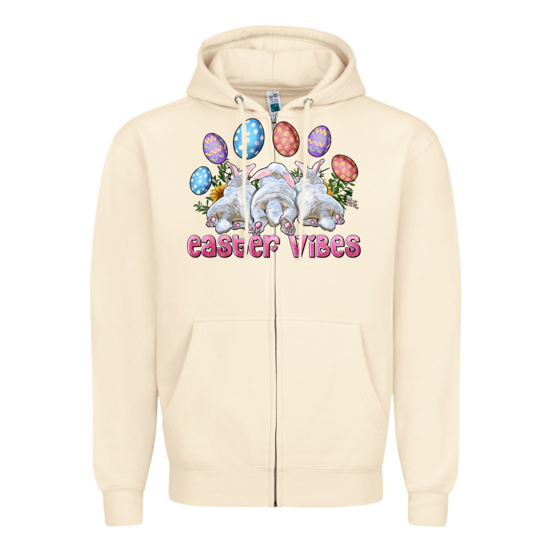 Easter Vibes With Bunny And Eggs Zipper Hoodie by RanaPortraitStore | Teevron