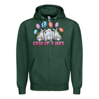 Sports Green Easter Vibes with Bunny and Eggs Zipper Hoodie - RanaPortraitStore