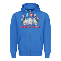 True Royal Easter Vibes with Bunny and Eggs Zipper Hoodie - RanaPortraitStore