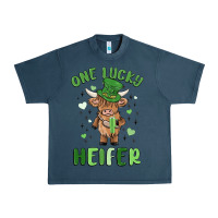 Midnight Navy one lucky heifer Urban Heavy Tee - MaliasSmallBusiness