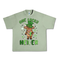Oil Green one lucky heifer Urban Heavy Tee - MaliasSmallBusiness