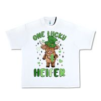 White one lucky heifer Urban Heavy Tee - MaliasSmallBusiness