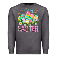 Charcoal Heather Happy Easter with eggs Easter Day Premium Sweatshirt - HowdyJamesFarm