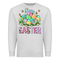 Dove Grey Happy Easter with eggs Easter Day Premium Sweatshirt - HowdyJamesFarm
