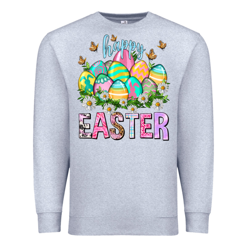 Happy Easter With Eggs Easter Day Premium Sweatshirt by HowdyJamesFarm | Teevron