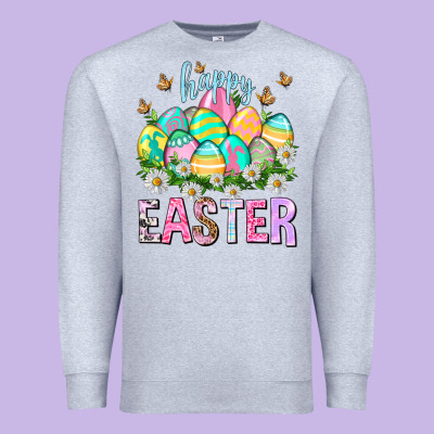 Happy Easter With Eggs Easter Day Premium Sweatshirt Designed By Howdyjamesfarm