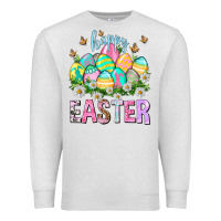 Oatmeal Heather Happy Easter with eggs Easter Day Premium Sweatshirt - HowdyJamesFarm
