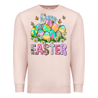 Pale Pink Happy Easter with eggs Easter Day Premium Sweatshirt - HowdyJamesFarm