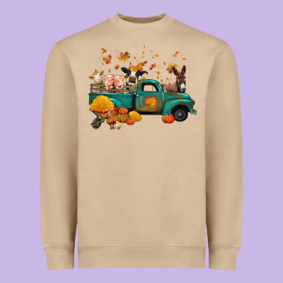 Fall Farm Animals Truck Nancy Heavyweight Sweatshirt Designed By Nancycooperartshop