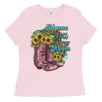 Bubblegum Pink Blame It All On My Roots Ladies Tee - JahusDesignShop