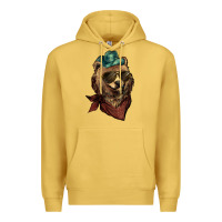 Antique Gold Bear cowboy bandana glasses Premium Hoodie - HowdyJamesFarm