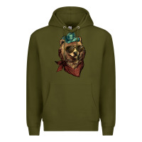 Army Green Bear cowboy bandana glasses Premium Hoodie - HowdyJamesFarm