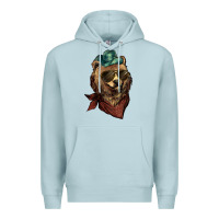 Blue Mist Bear cowboy bandana glasses Premium Hoodie - HowdyJamesFarm
