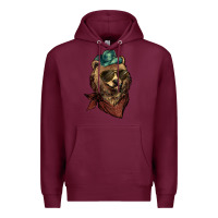 Burgundy Bear cowboy bandana glasses Premium Hoodie - HowdyJamesFarm