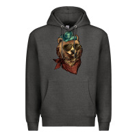 Charcoal Heather Bear cowboy bandana glasses Premium Hoodie - HowdyJamesFarm
