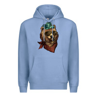 Colony Blue Bear cowboy bandana glasses Premium Hoodie - HowdyJamesFarm