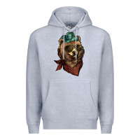 Heather Grey Bear cowboy bandana glasses Premium Hoodie - HowdyJamesFarm