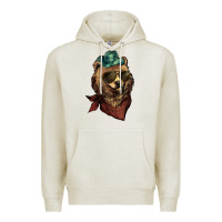 Oatmeal Heather Bear cowboy bandana glasses Premium Hoodie - HowdyJamesFarm