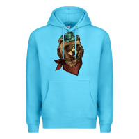 Ocean Blue Bear cowboy bandana glasses Premium Hoodie - HowdyJamesFarm