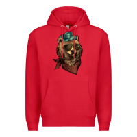 Red Bear cowboy bandana glasses Premium Hoodie - HowdyJamesFarm