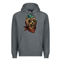 Rock Bear cowboy bandana glasses Premium Hoodie - HowdyJamesFarm