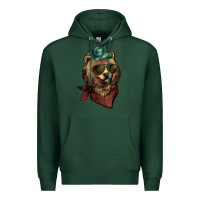 Sports Green Bear cowboy bandana glasses Premium Hoodie - HowdyJamesFarm