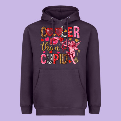 Cooler Than Cupid Valentine's Day Heavyweight Hoodie Designed By Howdyjamesfarm