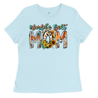 Baby Blue world is best mom Ladies Tee - RacoonDesign