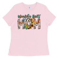 Bubblegum Pink world is best mom Ladies Tee - RacoonDesign