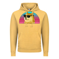 Vintage Mustard doge coin bitcoin hodl retro sunset Vintage Hoodie - Jasminsmagicworld