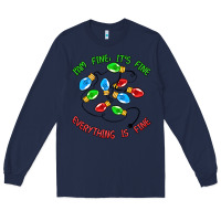 Navy i'm fine it's fine everything is fine Long Sleeve Tee - MaliasSmallBusiness