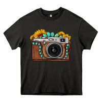 Asphalt Sunflower Gemstone Vintage Camera Heavy Core Tee - FaDigitalArtStudio