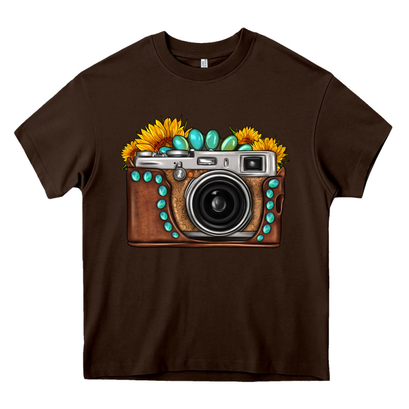 Sunflower Gemstone Vintage Camera Heavy Core Tee by FaDigitalArtStudio | Teevron