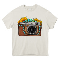 Cream Sunflower Gemstone Vintage Camera Heavy Core Tee - FaDigitalArtStudio