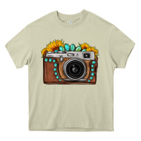 Mossy Sunflower Gemstone Vintage Camera Heavy Core Tee - FaDigitalArtStudio