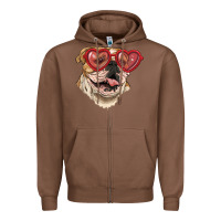 Chestnut English bulldog with love glass Zipper Hoodie - RanaPortraitStore