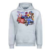 Heather Grey Western Truck Fourth Of July America Urban Hoodie - FaDigitalArtStudio